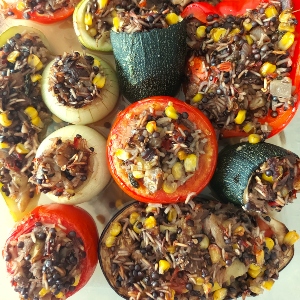 Stuffed Vegetables with Rice and Lentils
