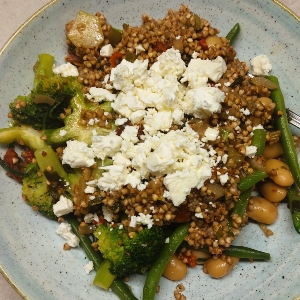 Raw Buckwheat with Broccoli and Beans