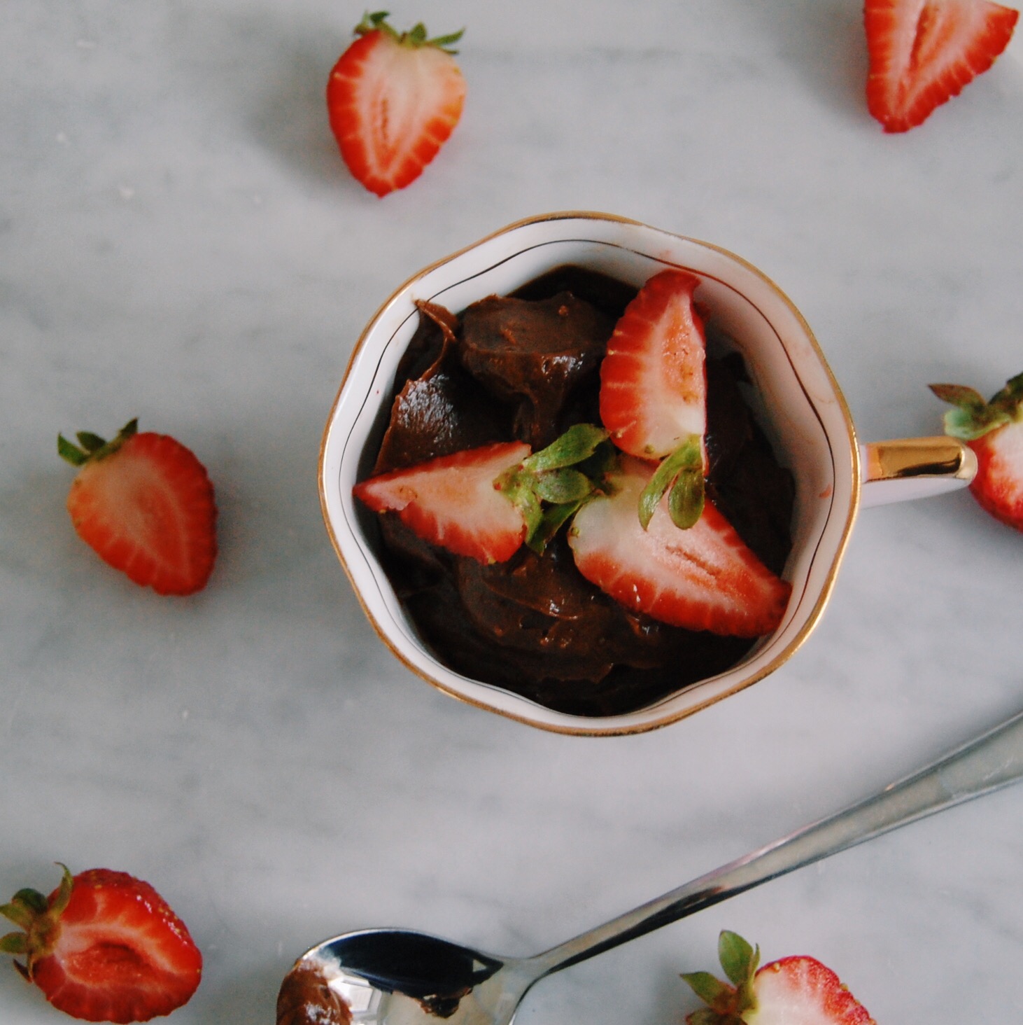 Avocado Chocolate Mousse with Strawberries