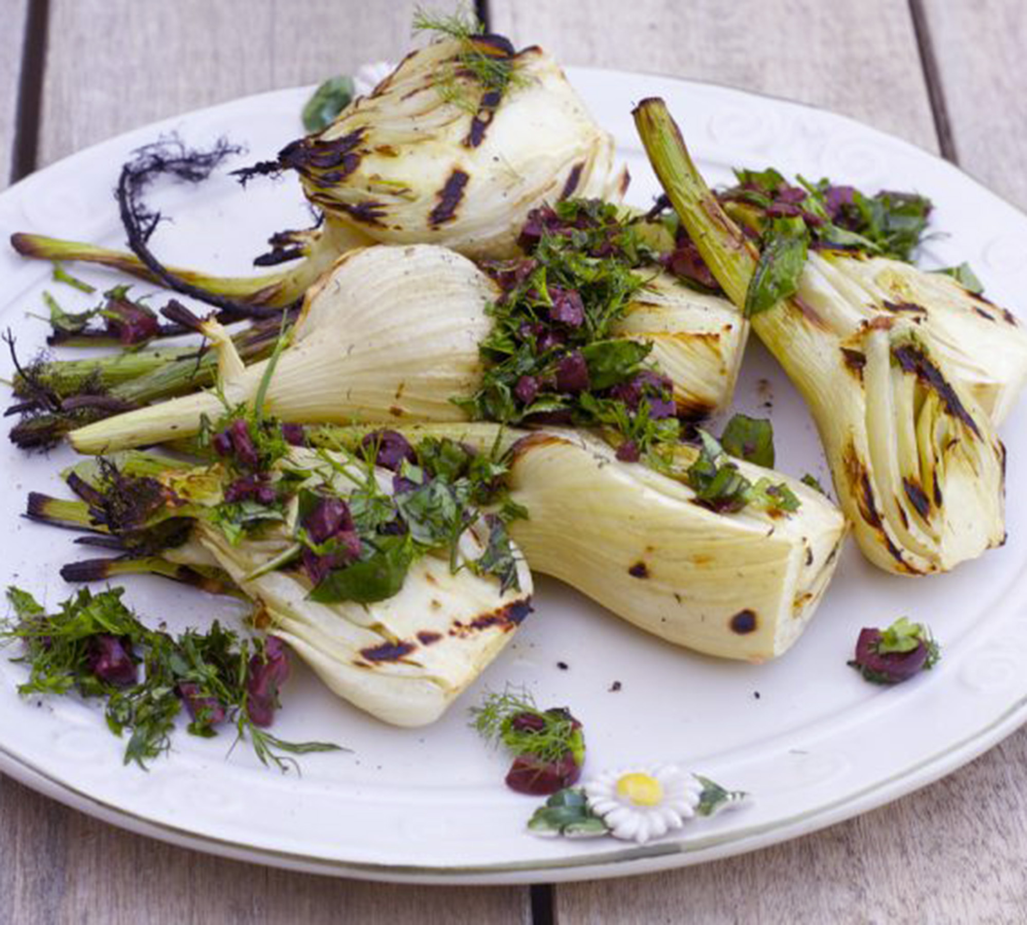 Grilled Fennel with Olives & Herbs