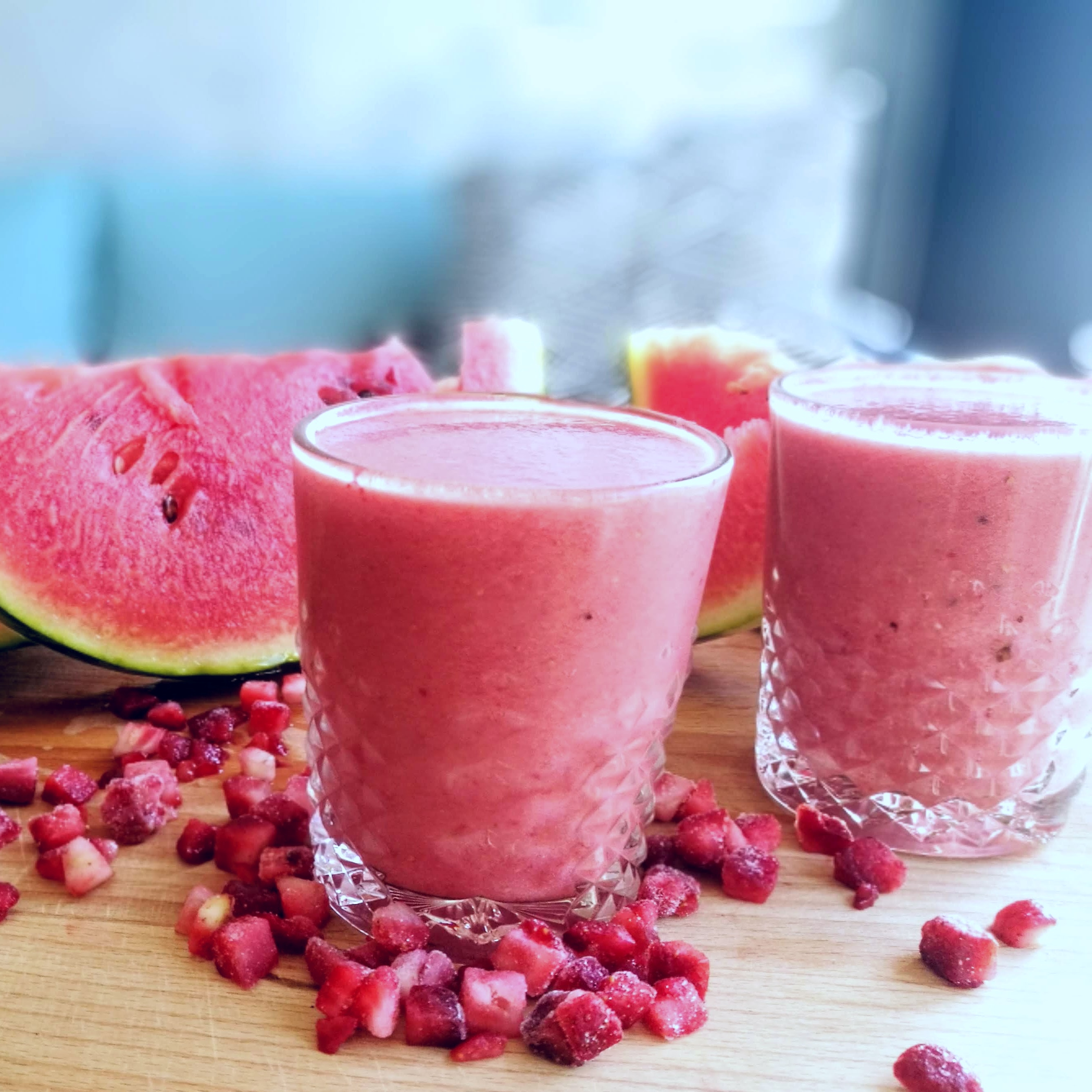 Healthy Watermelon & Strawberry Slushie